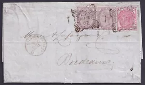 1882 1d Bluish Lilac SG172a x2 + 3d Rose SG158 Pl 21 OC Scarce 5d Franking - Picture 1 of 2