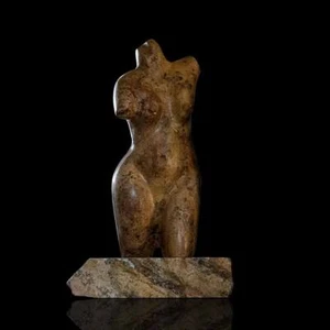 Klassische Tischskulptur Torso Frau Travertin Woman Bust Sculpture H 22cm - Bild 1 von 1