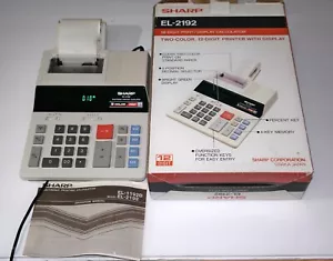SHARP Adding Machine Calculator Model EL-2192 12 Digit 2 Color Printer *TESTED* - Picture 1 of 4