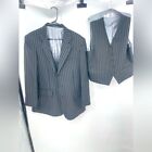Mundo super 120 blazer with vest black pin strip