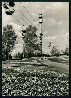 Foto AK - Seilbahn - Bundesgartenschau BUGA in Dortmund im Ruhrgebiet - 1959 - Bild 1 von 2