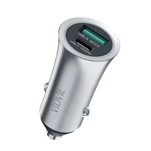 VIDVIE iPhone Car Charger 2 USB Port 20W All Metal with cable Fast Charge cc517c - Picture 1 of 9