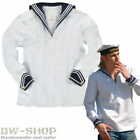 BUNDESWEHR NAVY BOARD SHIRT WHITE SAILOR SHIRT BW NAVY SHIRT WITH COLLAR LONG SLEEVE