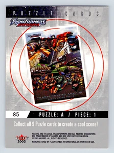 2003 Fleer Transformers Armada #85 Puzzle Card Piece 1 Hasbro Autobot Decepticon - Picture 1 of 2