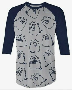 Pusheen The Cat SNACKING PUSHEEN Unisex Raglan T-Shirt NWT Licensed & Official - Picture 1 of 1