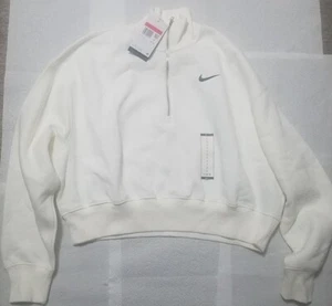 New with Tags Vintage Nike 90's White Swoosh Oversized Sweatshirt Women's L Zip - Picture 1 of 3