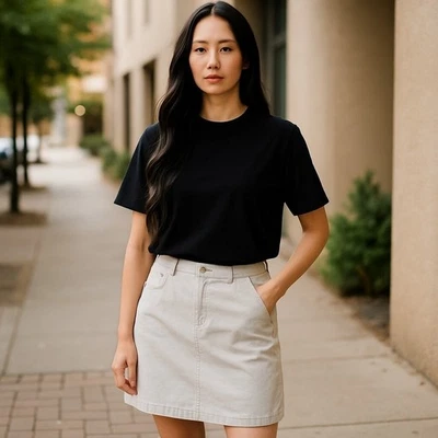 Blassport Straight & Pencil Skirt Women's 14 Beige 100% Cotton 5-Pockets Zip Fly - Image 1 of 4