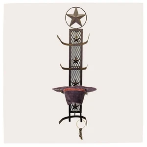 Metal Star 4 Cowboy Hat Rack Fold-Up Wall Hanging Decoration Rustic Western S... - Picture 1 of 6