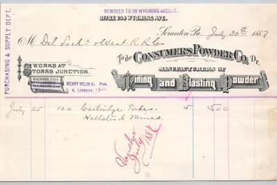 Cabezal de pico Consumers Powder Co. Scranton PA 1887 Minería Polvo de voladura BH1-15 Foto 1 de 2