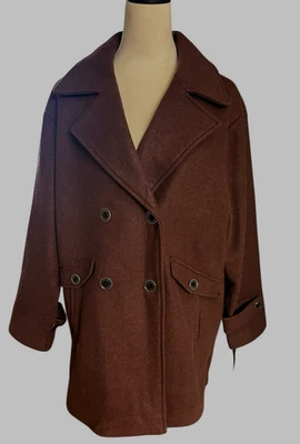 Abrigo Chaqueta Marc New York Anthony Marc Mujer Tejido Marrón Doble Pecho M Foto 1 de 4