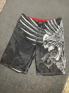 MMA Elite Shorts Mens Extra Large Black/White Skull Boxing Martial Arts Training - Picture 1 of 5