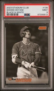 2023 Topps Stadium Club BLACK & WHITE #136 SHOHEI OHTANI PSA 9 Mint (pop 3) SSP - Picture 1 of 2