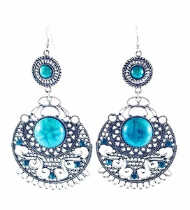 USA Charming Statement Earring Chunky Fancy Dangle Drop fashion Blue Big 2 - Picture 1 of 2