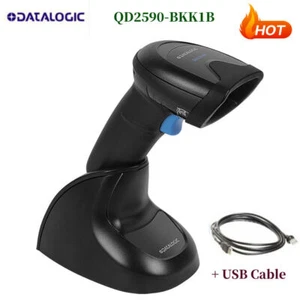 Datalogic QD2590-BKK1B QuickScan 1D 2D Barcode Scanner Imager w/USB Cable & Base - Afbeelding 1 van 8