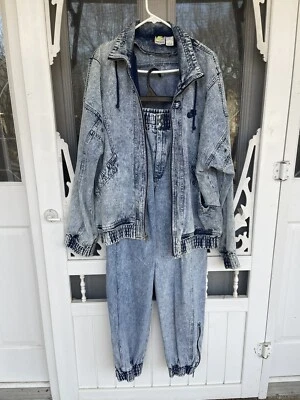 De colección Años 90 NIKE Challenge Court *Chaqueta Lg *Pantalones Med *Denim Lavado Ácido*NOTA* Foto 1 de 4