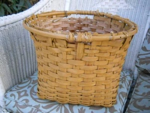 Antico cesto patate rustico rustico rustico primitivo rovere stecca quadrato raccolta - Foto 1 di 5