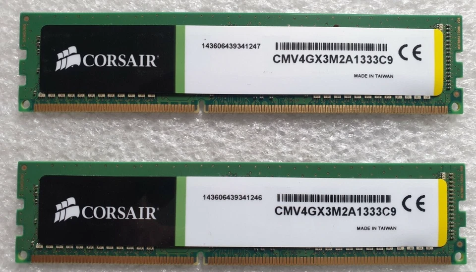 Corsair PC3-10600U 1333Mhz DDR3 8GB 2x4GB RAM Memory Desktop Pc 240pin 1.5v - Image 1 of 1