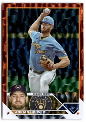 2023 Topps Orange Foil #323 ADRIAN HOUSER /299  Milwaukee Brewers Baseball  - Image 1 of 2