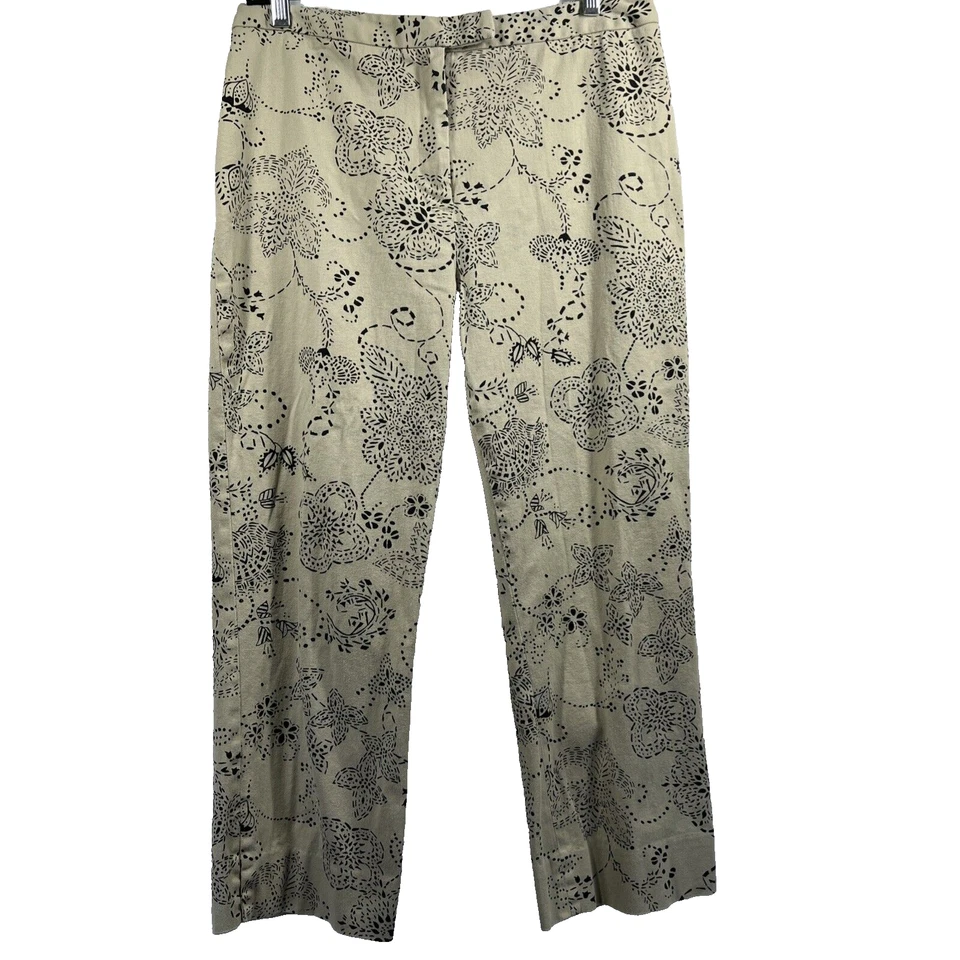 Pantalones Harolds Vintage Para Mujer Talla 12 Negro Beige Paisley Aberturas Elastizados Foto 1 de 4