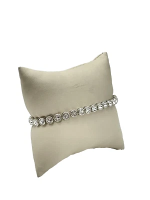 Silver-Plated Round Cut Simulated Diamond 7" Bracelet - Image 1 of 4