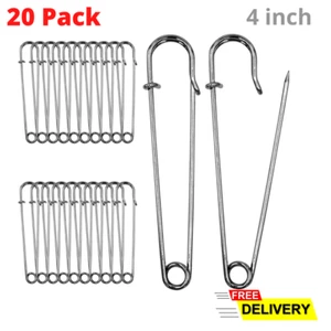 4 Inch Large Safety Pins for Clothes Blankets, Skirts, Kilts Heavy Duty Safety - Picture 1 of 8