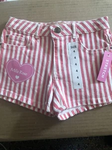 mila rose girls shorts pink stripes size 4 new - Picture 1 of 9