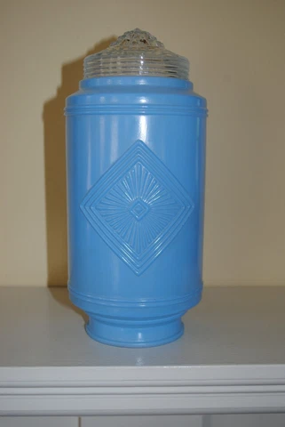 Antique Art Deco Sky Blue Faceted Wall Sconce Shade Cover