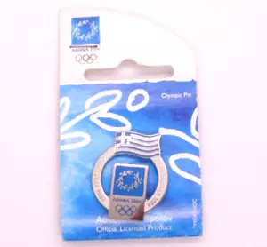 LOGO ΑΘΗΝΑ 2004 BLUE SILVER TONE- ATHENS 2004 OLYMPIC GAMES OFFICIAL PIN - Picture 1 of 5