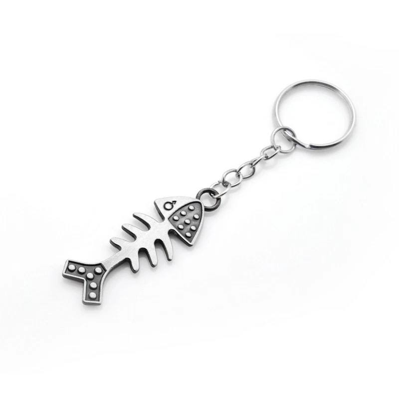 FISH BONE  Fishbone Antique Silver / pewter color Keychain Key Chain Fishing - Изображение 1 из 1