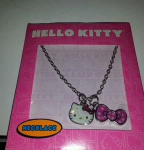 Girls Sanrio Hello Kitty Brand White Pink Face & Bow Necklace Fashion Jewelry - Picture 1 of 3