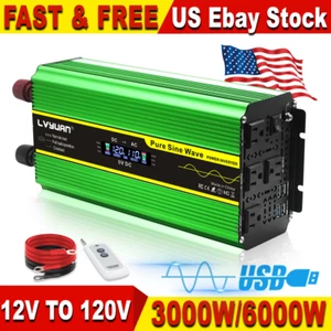 Pure Sine Wave Inverter 12v To 110v 3000w 6000w Off Grid Solar Converter Remoter - Picture 1 of 9
