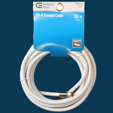 UPC 816562010070 product image for COMMERCIAL ELECTRIC 15' RG-6 COAXIAL CABLE - white- F pin connector | upcitemdb.com