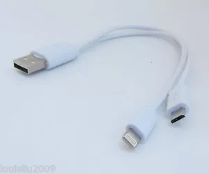 1pc USB 2.0 A male to USB Micro 5pin Male&Apple iPhone iPad Y Charging Cable - Picture 1 of 4