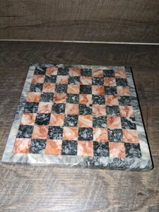 GENUINE MARBLE CHESSBOARD-Vintage/Heavy PINK & BLACK. RARE not complete - Picture 1 of 14