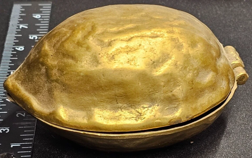 Vintage Brass Walnut Shaped Nutcracker 5" x 3.5" and 3" tall - Image 1 of 4