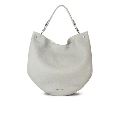 Woman shoulder bag in solid grey leather Orciani Lunar soft and crossbody strap - Image 1 of 4