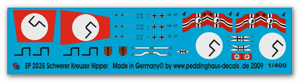 Peddinghaus-Decals 1/400 2035 Pesante Incrociatore Hipper - Immagine 1 di 1