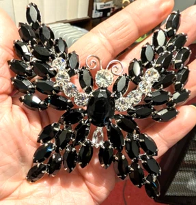 Massive black butterfly brooch 4 INCH - Picture 1 of 3