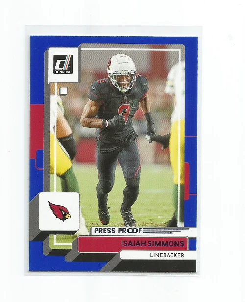 ISAIAH SIMMONS (Arizona Cardinals) 2022 PANINI DONRUSS BLUE PRESS PROOF CARD #9 - Image 1 of 1