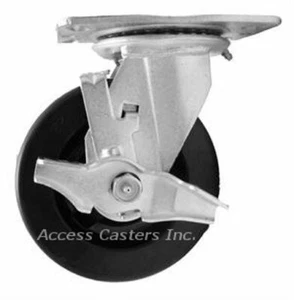 Rueda de placa giratoria 5PLPHSB 5"" x 2"" con freno, rueda fenólica, 1100 lb de capacidad - Imagen 1 de 2
