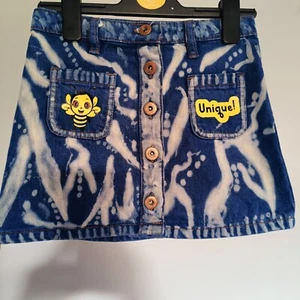 Customized Girls Denim bleached and vinyl print skirt - Picture 1 of 2