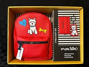 MARC TETRO MINI BACKPACK-KEYCHAIN-CARDHOLDER-RED W/DOG GIFT SET W/BOX. NEW - Picture 1 of 5