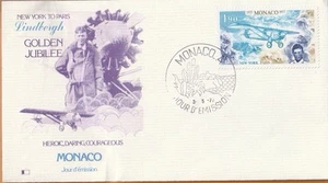 1977 FDC Monaco New York To Paris Lindbergh Golden Jubilee - Picture 1 of 2