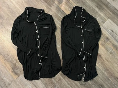 Stars Above Nightgown Sleep Shirt Black Beautifully Soft Notch Collar S - Image 1 of 3