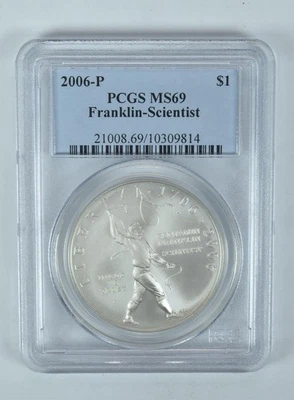 2006-P Franklin Scientist Commemorative Dollar MS69 PCGS Blue Label - Image 1 of 4