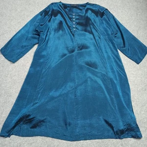 Vestido De Colección Gudrun Sjoden Mujer Talla L Seda Viscosa Satinado Azul Metálico Brillante - Imagen 1 de 12