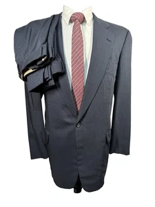 CARL STERR Herren Marineblau Wolle Klassisch Plissee 2tlg Anzug 44L Sakko 38x30 Hose - Bild 1 von 13