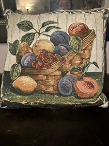 Longaberger Snowman Pillow Fruit Country Tapestry 16”x16” - Picture 1 of 3