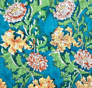 Tela verde amarilla por yarda con estampado de bloques indios para coser vestido acolchado - Imagen 1 de 8