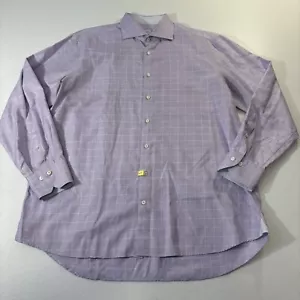 Camicia Stenstroms uomo 44 17 1/2 bottoni due pieghe aderente corpo micro pied de poule - Foto 1 di 9